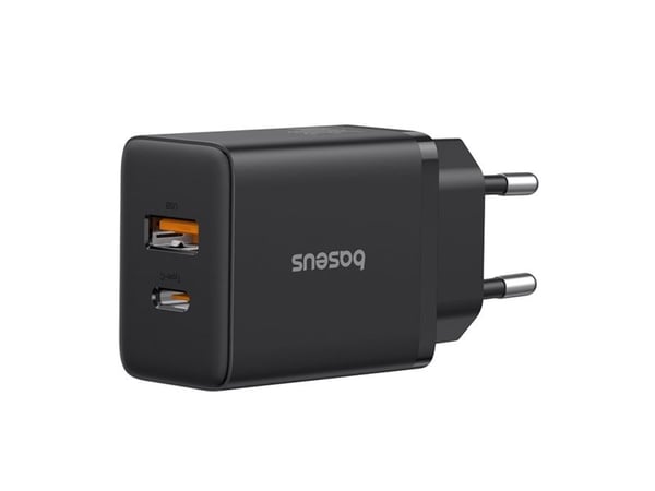 Baseus P10111404113-00 Cube USB-C / USB-A 30W nettlader, svart (P10111404113-00)