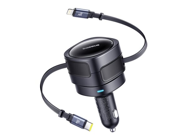 Baseus Enjoyment Max -autolaturi USB-C + salamakaapelit 60W Musta