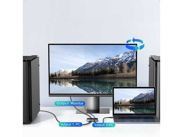 USB-hub Ugreen Switch DisplayPort/USB-C till USB-C - grå