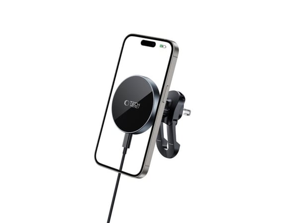 TECH-PROTECT MM15W-V5 magnetisk Magsafe bilvifteholder med trådløs lader 15W - sort/sort