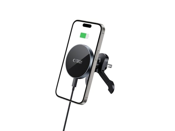 TECH-PROTECT MM15W-V5 magnetisk Magsafe bilvifteholder med trådløs lader 15W - sort/sort