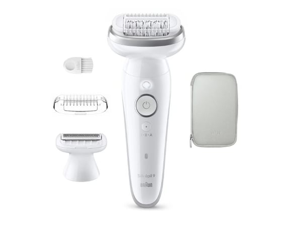 Braun Silk-épil 9 Silk·épil 9 9-030, Hvit, 40 pinsetter, MicroGrip, 100 - 240 V, 50/60 Hz, Innebygd batteri