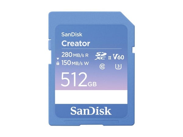 SanDisk Creator - Flashminnekort - 512 GB - Video Class V60 / UHS-II U3 / Class10 - SDXC UHS-II