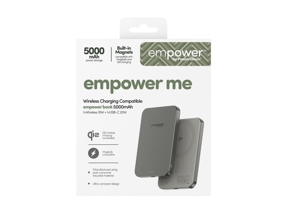 empower by PanzerGlass - Strømbank - 5000 mAh (USB-C) - titan