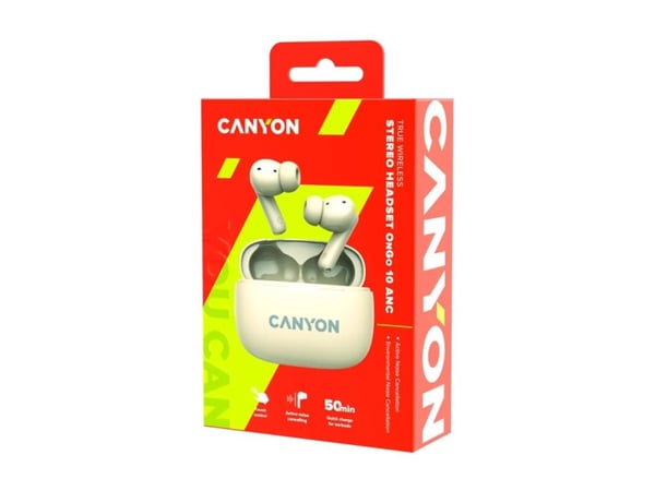 Canyon OnGo 10 - True wireless-hodetelefoner med mikrofon - i øret - Bluetooth - aktiv støydemping - beige