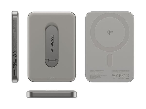 empower by PanzerGlass - Strømbank - med spin-stativ - 5000 mAh (USB-C) - titan