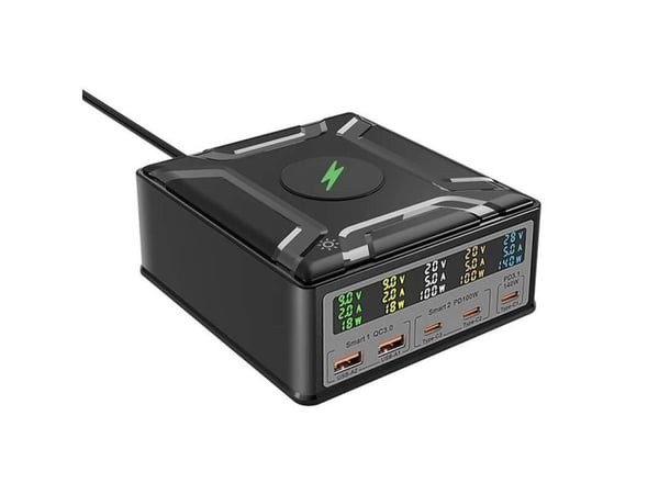 Blitzwolf-lader Stacja ladujaca Blitzwolf BW-S28 260W, 2xUSB-A, 3xUSB-C, 15W (svart)