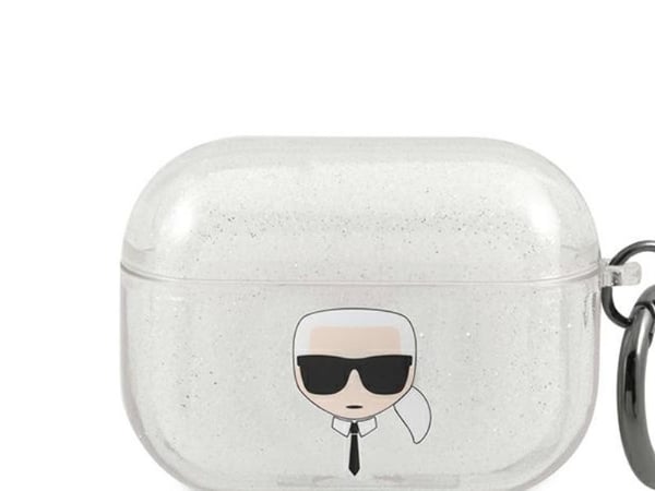 Karl Lagerfeld KLAPUKHGS AirPods Pro-deksel sølv/sølv glitter Karl's Head