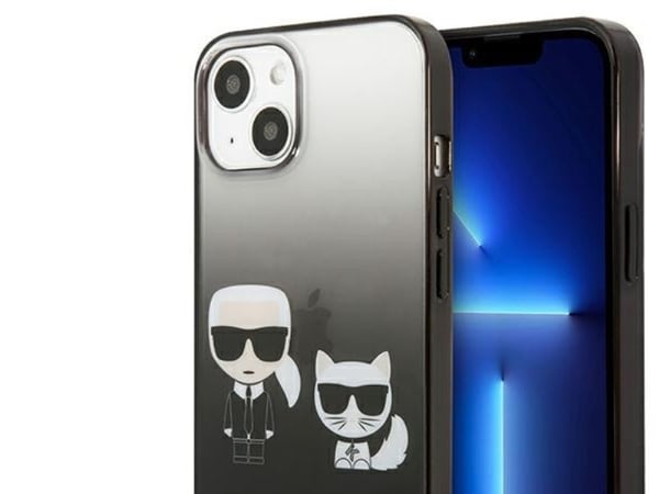 Karl Lagerfeld Gradient Ikonik Karl & Choupette-deksel til iPhone 13 mini - svart