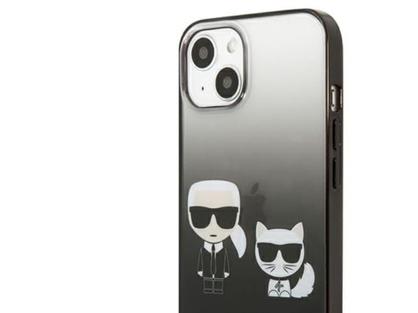 Karl Lagerfeld Gradient Ikonik Karl & Choupette-deksel til iPhone 13 mini - svart