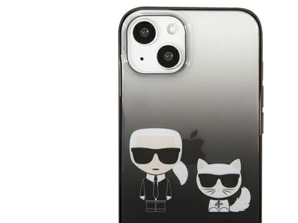 Karl Lagerfeld Gradient Ikonik Karl & Choupette-deksel til iPhone 13 mini - svart
