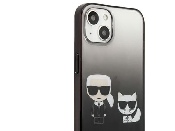 Karl Lagerfeld Gradient Ikonik Karl & Choupette-deksel til iPhone 13 mini - svart
