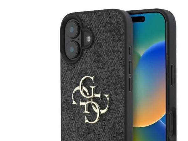 Guess 4G stort logo-deksel til iPhone 16 - sort