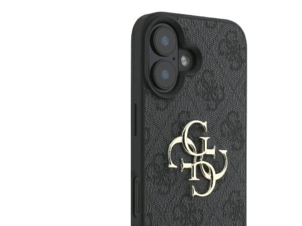 Guess 4G stort logo-deksel til iPhone 16 - sort