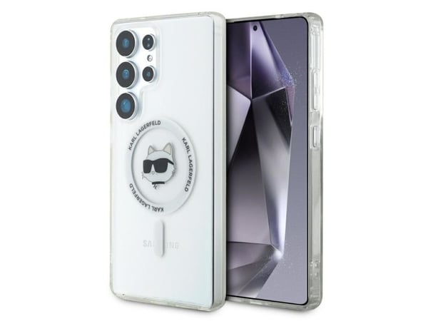 Deksel Karl Lagerfeld Button Choupette-trykk logo MagSafe til Samsung Galaxy S25 Ultra - hvit