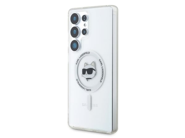 Deksel Karl Lagerfeld Button Choupette-trykk logo MagSafe til Samsung Galaxy S25 Ultra - hvit