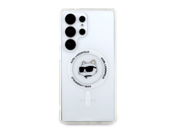 Deksel Karl Lagerfeld Button Choupette-trykk logo MagSafe til Samsung Galaxy S25 Ultra - hvit