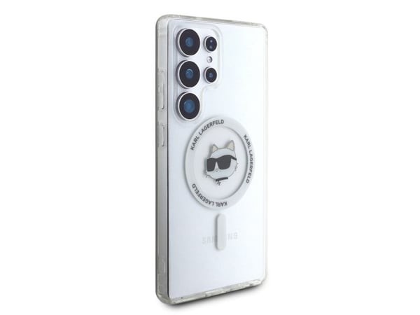 Deksel Karl Lagerfeld Button Choupette-trykk logo MagSafe til Samsung Galaxy S25 Ultra - hvit