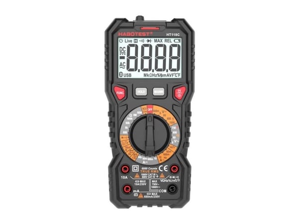Habotest HT118C digitalt multimeter med lommelykt, True RMS, NCV, batteritesting