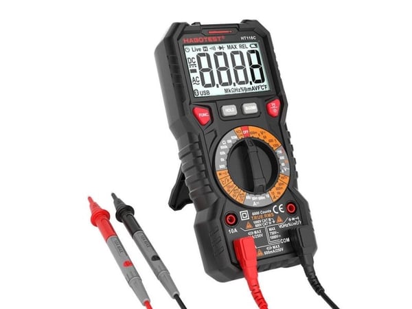Habotest HT118C digitalt multimeter med lommelykt, True RMS, NCV, batteritesting