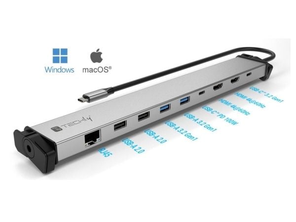 Techly IUSB31C-DOCK9HPD, universal, USB typ C, silver