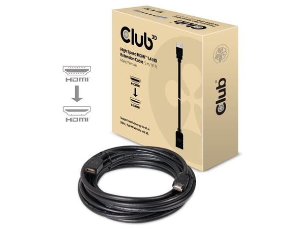 Club 3D - HDMI-forlengelseskabel - HDMI hann til HDMI hunn - 5 m - 4K-støtte