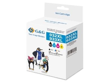 G&G NP-H-0932XLBK/933XLCMY, Høyt (XL) utbytte, Svart, Cyan, Fiolblå, Gult, 40 ml, 42 ml, 1 stykker, 1000 sider