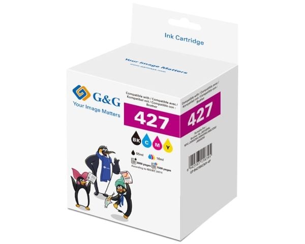 G&G blekk kombinasjonspakke kompatibel sort, cyan, magenta, gul GP-B427BKCMY-4P (GP-B427BKCMY-4P)