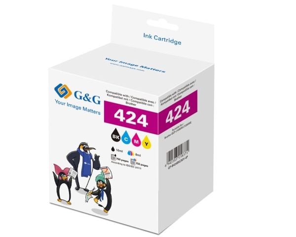 G&G blekk kombipakke kompatibel - svart, cyan, magenta, gul GP-B424BKCMY-4P (GP-B424BKCMY-4P)