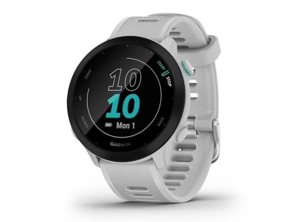 Garmin Forerunner 55 - Hvit - sportsur med bånd - silikon - hvit - display 1.04" - Bluetooth, ANT+ - 37 g