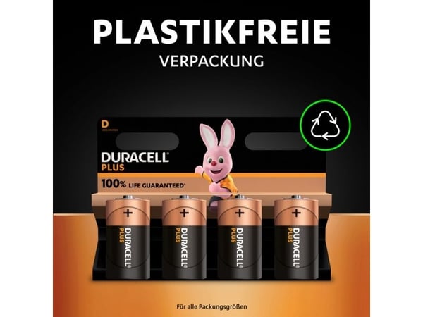 Duracell 142039, Engångsbatteri, D, Alkalisk, 4 styck, Upphängbar förpackning, Cylindrisk