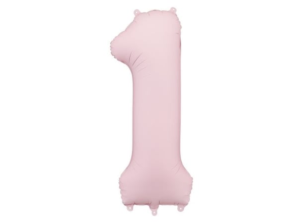 Folieballong nummer 1 86cm lys rosa 76136