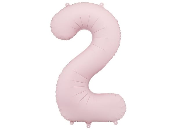 Folieballong nummer 2 86cm lys rosa 76143