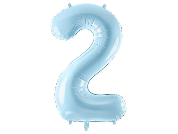 Party Deco Folieballong nummer 2, lyseblå, 86 cm, universal