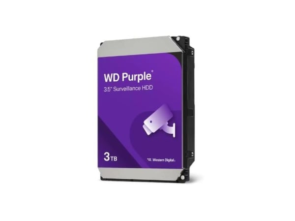 WD Purple - Hårddisk - Övervakning - 3 TB - inbyggd - 3.5" - SATA 6Gb/s - buffert: 128 MB
