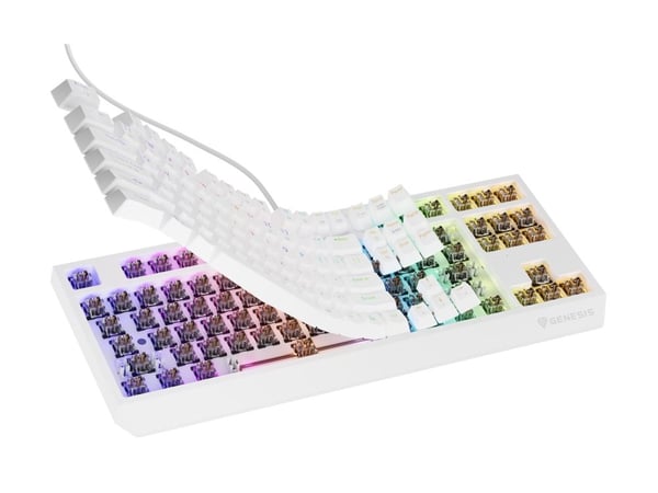 Genesis Thor 230 TKL - Tastatur - 80% - TKL - bakgrunnsbelyst - USB - QWERTY - USA - tastsvitsj: Outemu Brown - hvit