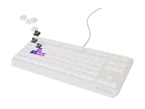Genesis Thor 230 TKL - Tastatur - 80% - TKL - bakgrunnsbelyst - USB - QWERTY - USA - tastsvitsj: Outemu Brown - hvit