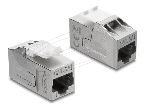 Delock - Keystone module - RJ-45 (hunn) til RJ-45 (hunn) - skjermet - CAT 6a - sølv, hvit