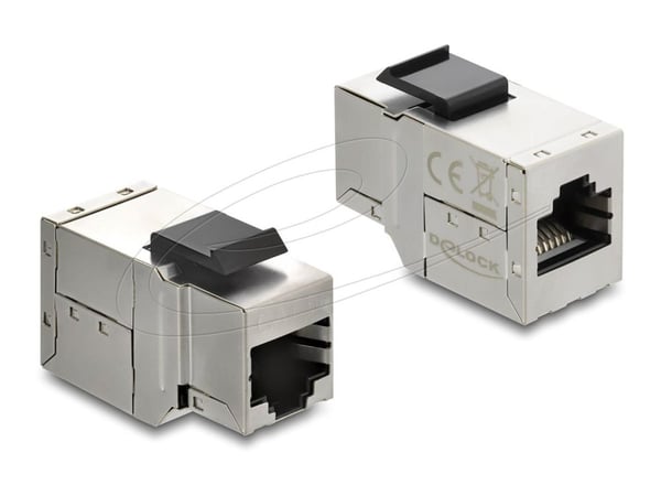 Delock - Keystone module - RJ-45 (hunn) til RJ-45 (hunn) - skjermet - CAT 6a - sølv, svart