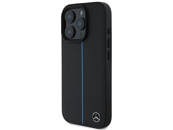 Mercedes MB Blue Line iPhone 16 Pro etui i lær med MagSafe - svart