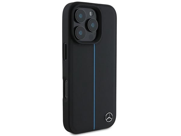Mercedes MB Blue Line iPhone 16 Pro etui i lær med MagSafe - svart