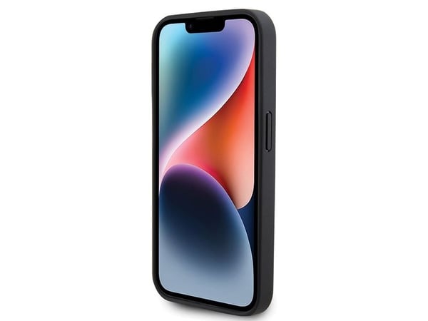BMW läder hot stamp-skal för iPhone 15 Pro Max - svart