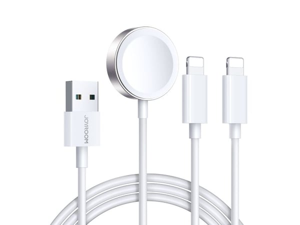 Joyroom 3-i-1-kabel Joyroom S-IW007 USB-A/magnetisk lader, USB-A, Lightning 1,2 m hvit
