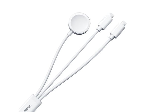 Joyroom 3-i-1-kabel Joyroom S-IW007 USB-A/magnetisk lader, USB-A, Lightning 1,2 m hvit