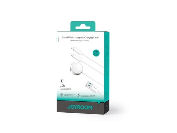 Joyroom 3-i-1-kabel Joyroom S-IW007 USB-A/magnetisk lader, USB-A, Lightning 1,2 m hvit