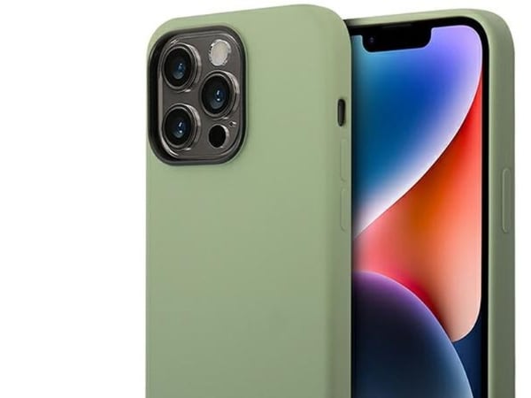 Guess hardt deksel til iPhone 14 Pro Max 6,7 GUHMP14XSBPLA khaki – Liquid Silicone Logo Plate MagSafe