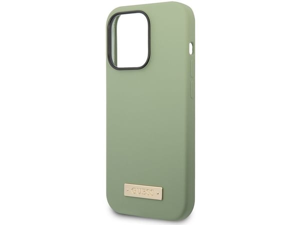 Guess hardt deksel til iPhone 14 Pro Max 6,7 GUHMP14XSBPLA khaki – Liquid Silicone Logo Plate MagSafe