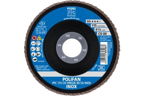 PFERD 67711580, Lamellskive, Nedsenket senter, Rustfritt stål, Alle merker, 2,22 cm, 11,5 cm
