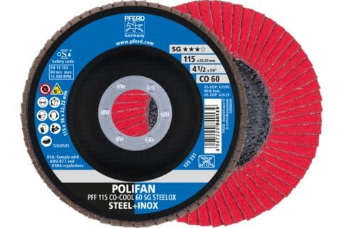 PFERD 67660615, Lamellskive, Nedsenket senter, Aluminium, Rustfritt stål, Stål, Alle merker, 2,22 cm, 11,5 cm
