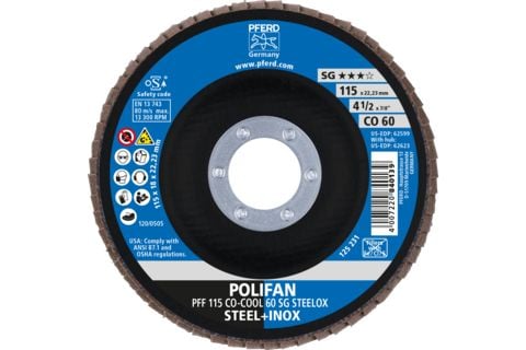 PFERD 67660615, Lamellskive, Nedsenket senter, Aluminium, Rustfritt stål, Stål, Alle merker, 2,22 cm, 11,5 cm